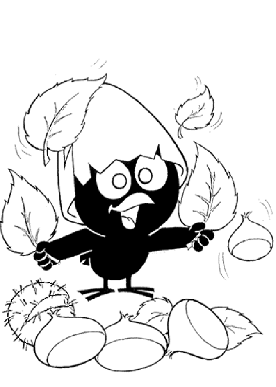 coloriage Calimero ramasse des chataignes